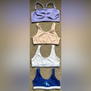 Girls Calvin Klein Blue and White Sports Bras Intimates